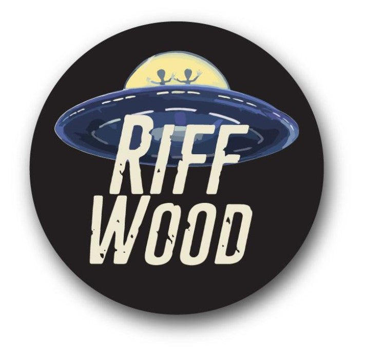 UFO Riff Wood Sticker 3”